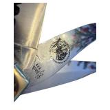 Browning 505 Japan Stag Handle Folding Knife with Leather Sheath