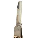 Czecho Slovakia Stainless Folding Pocket Knife with Leather Sheath