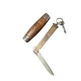 Vintage Johan Engstrom Eskilstuna Sweden Folding Knife with Wood Handle Sheath