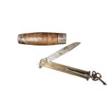 Vintage Johan Engstrom Eskilstuna Sweden Folding Knife with Wood Handle Sheath