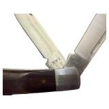 NWT China Stainless Steel Two-Blade Pocket Knife with Wood Handle