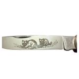 Western USA 539 Folding Pocket Knife with Etched Bear Design