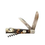 Vintage Folding Pocket Knife with Corkscrew and Monogrammed Endcap