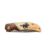Winchester Folding Pocket Knife with Wood Handle and Cowboy Logo