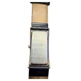 Skagen Denmark Rectangular Quartz Wristwatch with Black Leather Band