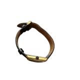 Cartier Tank Watch with Gold-Tone Case and Black Leather Band