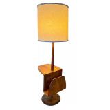 G - Mid-Century Modern Laurel Walnut Floor Lamp with Table and Magazine Rack