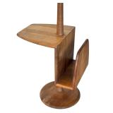G - Mid-Century Modern Laurel Walnut Floor Lamp with Table and Magazine Rack
