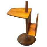 G - Mid-Century Modern Laurel Walnut Floor Lamp with Table and Magazine Rack