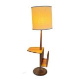 G - Mid-Century Modern Laurel Walnut Floor Lamp with Table and Magazine Rack