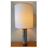 Mid Century Table Lamp with Chrome and Wood Base