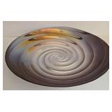 LR - Large Decorative Glass Art Bowl with Swirl Design