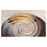LR - Large Decorative Glass Art Bowl with Swirl Design