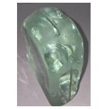 LR - Vintage Etched Glass Block / Paperweight with Whaling Scene