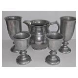 LR - Set of 5 Vintage RWP Armetale Pewter Pitcher and Goblets Handcrafted USA