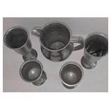 LR - Set of 5 Vintage RWP Armetale Pewter Pitcher and Goblets Handcrafted USA