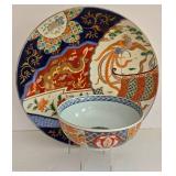 LR - Asian Tray and Bowl Set with Floral and Phoenix Motif