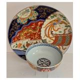 LR - Asian Tray and Bowl Set with Floral and Phoenix Motif