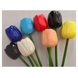 LR - Set of 8 Porcelain Tulips 14.5 Inches Long