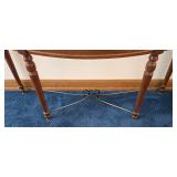 LR - Wood and Glass Demilune Console Table