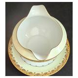 LR - Vintage Meito China Serving Set Made in Japan - Platter, Casserole, Gravy Dish, Creamer, Sugar Bowl