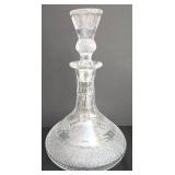 LR - Vintage Edinburgh Scotland Crystal Decanter with Stopper, 6 Glasses and Half Round Wooden Tray