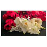 LR - Collection of Long-Stem Artificial Red and White Flowers, 3 Feet Length