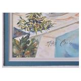 LR - Framed Asian Market and Harbor Artwork, Signed