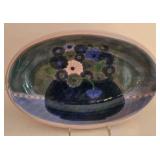 LR - Set of 3 Hand-Painted Ceramic Kitchen Items with Blue Floral Motif