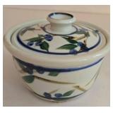 LR - Set of 3 Hand-Painted Ceramic Kitchen Items with Blue Floral Motif