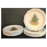 LR - Set of 8 Spode Christmas Tree 10.25" Dinner Plates