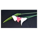 LR - Set of 3 Ceramic Calla Lily Flower Stems with Leaf Decor