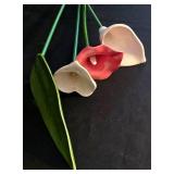 LR - Set of 3 Ceramic Calla Lily Flower Stems with Leaf Decor