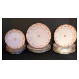 K - Antique "CH Field Haviland Limoges" Porcelain Dinnerware Set with Gold Floral Trim - 27 Pieces