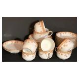 K - Antique "CH Field Haviland Limoges" Porcelain Dinnerware Set with Gold Floral Trim - 27 Pieces