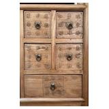 UBR - Carved Wood Apothecary Cabinet with 9 Drawers and Open Shelf
