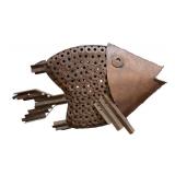 Large Decorative Rustic Style Metal Fish Figurine
