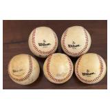 MB - Set of 2 Vintage Baseball Gloves and 5 Balls by Rawlings and Wilson