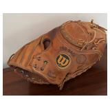 MB - Set of 2 Vintage Baseball Gloves and 5 Balls by Rawlings and Wilson