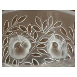 MB - Lalique Elisabeth Frosted Crystal Vase with Bird and Leaf Motif