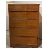 TR - Vintage 5-Drawer Wooden Dresser with Curved Front