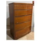 TR - Vintage 5-Drawer Wooden Dresser with Curved Front