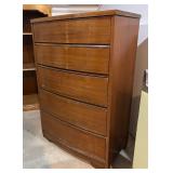 TR - Vintage 5-Drawer Wooden Dresser with Curved Front