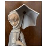 MB - Lladro Girl with Umbrella and Geese Porcelain Figurine