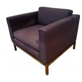 O - Vintage Tuxedo Style Club Chair with Metal Base