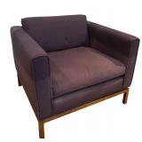 O - Vintage Tuxedo Style Club Chair with Metal Base