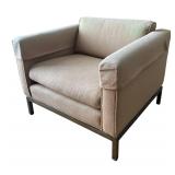 O - Vintage Tuxedo Club Chair with Metal Base