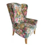 MB - Floral Upholstered Wingback Armchair