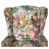 MB - Floral Upholstered Wingback Armchair