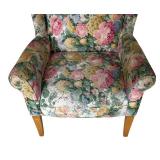 MB - Floral Upholstered Wingback Armchair